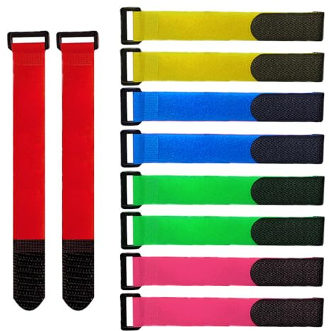 QitinDasen 20 Stycken 20 X 2 cm Nylon Kabelband Set, Återanvändbara Kabelremmar, Justerbara Kardborreband Buntband, Multifunktionell Kabelorganisatör (Röd Gul Blå Grön Rosa)