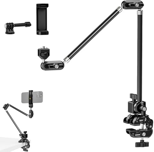 NEEWER 30 Articulating Magic Arm with Super Clamp/Action Cam Mount/Phone Holder, Overhead Camera Desk Mount Mic Boom Stand, Compatible with GoPro iPhone DSLR Webcam Microphone Video Recording, UA056
