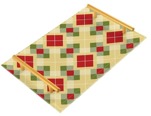 Merry Christmas - Bandeja de cóctel decorativa con asas, bandeja rectangular para servir joyas, perfumes para mesa, charolas para desayuno