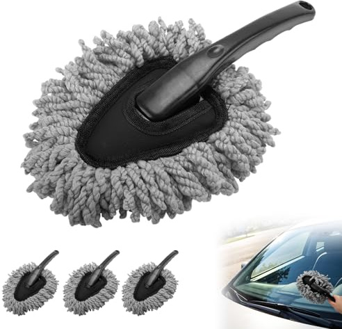4PCS Microfibre Noodle Car Duster Brush,Car Cleaning Brush (Grey) | Auto Duster Interior Exterior, Magic Dust Tools Fluffy Dusting Mop for Auto Bicycle Home Office