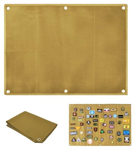 Parches de pared de , 60 x 45 cm, soporte táctico militar para parches, superficie de para pared, alfombrilla de , pizarra táctica, pizarra para pegatinas, estampación (marrón)