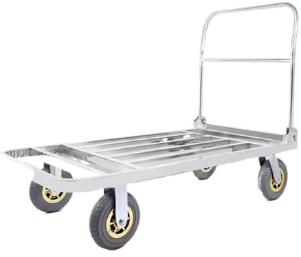 Vikbar handlastbil med fyrkantigt rör, plattform i rostfritt stål, hopfällbar transportvagn för enkel transport (75 x 50 x 90 cm) – kraftig säckkarre för rörliga tillbehör