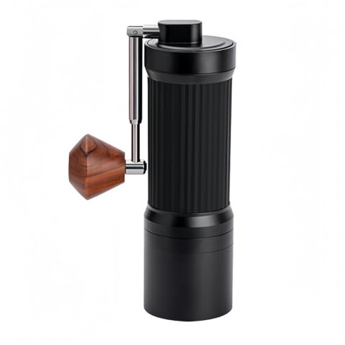 Molinillo de café manual con rebaba de acero inoxidable ajustable, 24 ajustes de molienda para espresso y vertido, mango portátil y plegable para viajes, color negro
