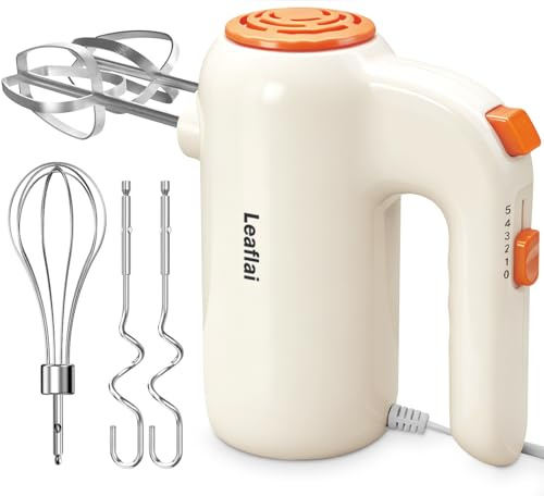 Hand Mixer, 5 Speed Electric Cake Whisk Food Mixer Self-Control/Turbo Boost with 5 Stainless Steel Accessory Food Beater for Cake Bread (N20D)