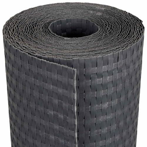 vidaXL Balcony Privacy Screen Dark Grey 400 x 90 cm Poly Rattan Privacy Screen for Outdoor Rectangular Balcony Barrier UV-Resistant Garden Protection Rattan Fence Separator