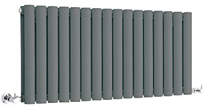 Milano Aruba Anthracite Horizontal Double Oval Panel Radiator - 400mm x 1000mm