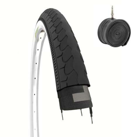 Reifen 26 x 1 3/8 Zoll (37 – 590) Weiß + Schlauch für Hollandfahrrad (37-590) Weiß Schwarz
