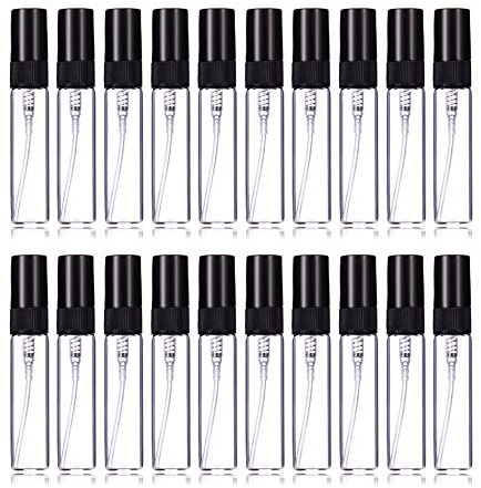 Enslz Parfümzerstäuber, nachfüllbar, Mini, Leer, Reise, transparent, nachfüllbar, Glasflaschen, 20 Stück (5 ml, schwarz)