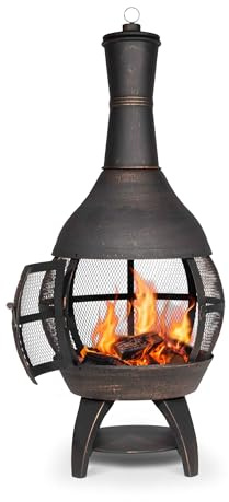 Dellonda Deluxe 360° Chiminea/Fire Pit/Outdoor Heater - Antique Bronze Finish - DG112