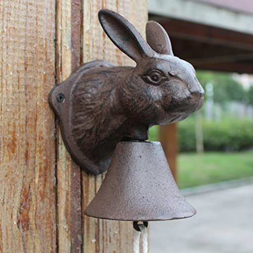 DOGOU Türglocke Gusseisen Glocke Metall Haustürklingel, Wetterfest Türklingeln Aus Gusseisen für Den Garten Schule Villa, Antike Handglocken, Schild mit Kaninchen