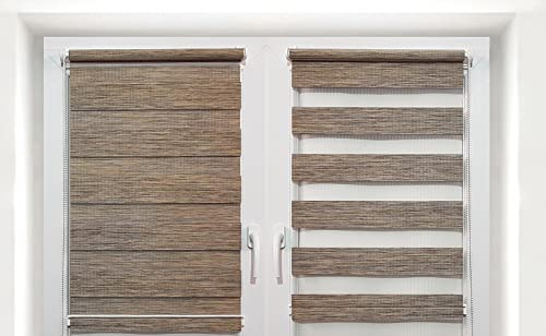 TROYAHOME® Doppelrollo Klemmfix Ohne Bohren Duo Rollo Fenster Rollo (TH 022, 75x150 cm (Stoffbreite 72cm))