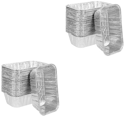 OQHAIR 60 Pcs Boîtes Boîte en Fer Blanc Accessoires d'extérieur Plateaux Alimentaires jetables Conteneur à gâteau Moule en Fer Blanc jetable Moules à Tarte en Aluminium Moules à Tarte en