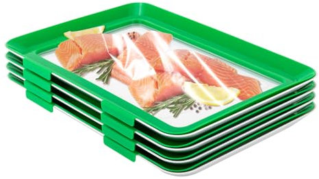 Treeisland Juego de 4 fiambreras para embutidos y embutidos de queso, apilables, conservación de alimentos, tableta, fiambres