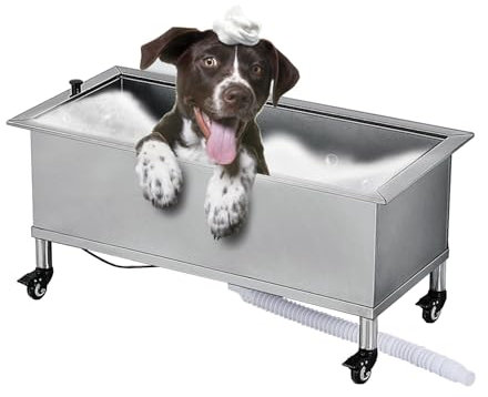 Stainless Steel Dog Bathing Station, Dog Grooming Tub, Dog Washing Station for Home, Portable Bathtubs, Indoor Outdoor Floor-Standing Sink(93cm/36.6in)