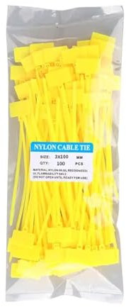 Kabelbeschriftung 100 Stück bunte Kabelbinder aus Nylon, Kunststoff-Etiketten, Umreifungsband, einfache Markierung von Etiketten, selbstsichernde Kabelbinder, Maschendraht-Markierungswerkzeuge(Yellow)