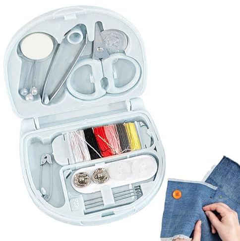 Kit de couture de voyage - Kit de réparation d'urgence léger avec fils assortis, goupilles de sécurité, ciseaux en tissu, fil à aiguille, dé à coudre, boutons | Organisateur de Stitching pratique pour