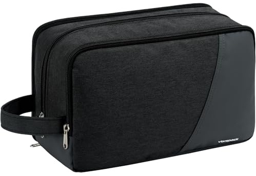 Vorspack Groß Reise Kulturbeutel Herren, Kosmetiktasche mit Griff, Schwarz | Wasserabweisend Kulturtasche für Toilettenartikel Zubehör Geschenke für Männer