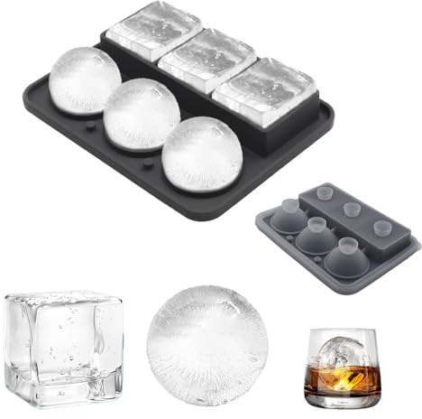 Glamifyr Cubitera de silicona y forma de cubo (55 mm), forma redonda de 50 mm, con tapa, 6 compartimentos con tapa, sin BPA, para whisky, cócteles, zumo