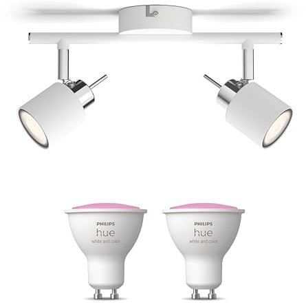 Philips Hue Meranti Aufbaustrahler (Weiß) - 2-Flammig - Weiß/Farbe | Deckenstrahler - GU10 - Hue White and Color Ambiance