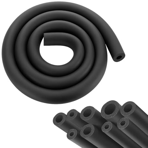 Tubo isolante in gommapiuma, diametro 19 mm, isolamento dei tubi, colore nero, per isolamento dei tubi, riscaldamento sanitario, tubo di rame 1,8 m