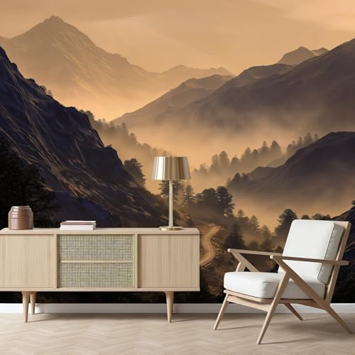Gaqinhh Paysage Nature Montagne Papier Peint Intissé, Rivière Forêt Gorge Jungle Tapisserie Murales Papier Peint, Tapisserie Panoramique 3d Cuisine Salle de Bain Chambre Enfant 450 x 315 cm