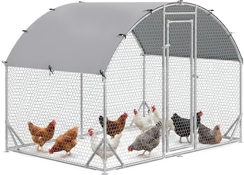 PawHut Pollaio per Galline da Esterno, 2.8x1.9x2m 5.3 m² Recinto Galline in Acciaio Zincato con Tetto Impermeabile Anti-UV e Serratura, Gabbia per 4-6 Polli, Piccoli Animali, Conigli e Anatre