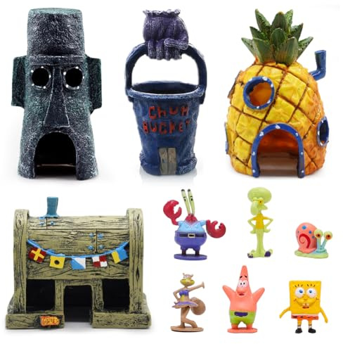 Aquarium Deko, Fisch Tank Ornament Ornamente Landschaft Ananas Haus Aquarium Deko Aquatorium Ornamente Harz & Kunststoff Sichere Wassertiere Höhle dekos für Salzwasser und Süßwassertanks (10 Stück)