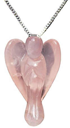 Bella Jade Guardian Angel Necklace, Made of Rose Quartz