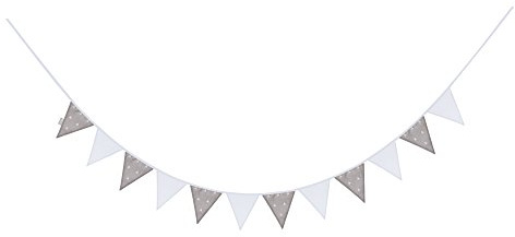 roba Wimpelkette 'Indibär', 12 Wimpel (2m), Länge Kette 3m, Baby- & Kinderzimmer Deko taupe / weiß