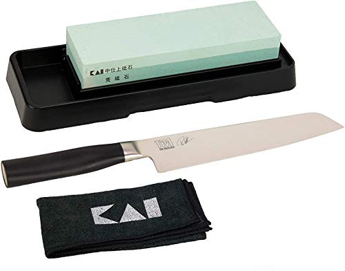 Kai Tim Mälzer Kamagata Hybrid-Kochmesser (TMK-0770) + KAI-Schleifstein AP-0305 +KAI Premium-Poliertuch