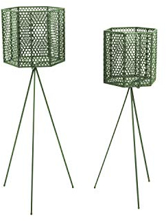 Present Time 2 Cache-Pots sur Pieds en métal Mesh - Vert