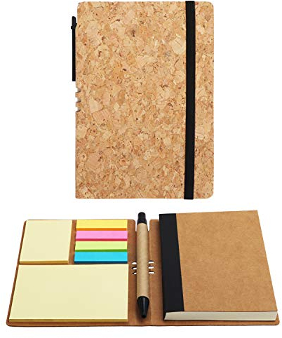 BELLE VOUS Notizbuch/Tagebuch A6 Liniert mit Stift und Klebenotizen (2 Stk) - 70 Seiten Notizheft Notizblock 10x14,5cm – Skizzenblock Hardcover Notizbücher mit Linien