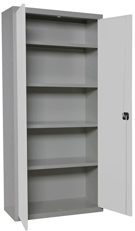 Simon Rack Amario Metálico Almacenaje, Armario Multiusos, 2 Puertas, 4 Estantes, 1800x600x400 mm, MONTADA, Gris/Blanco - Simonlocker