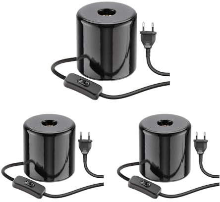 ledscom.de 3x Tischlampe TIPO, Schalter, Porzellan, schwarz, 1x E27 max. 300W