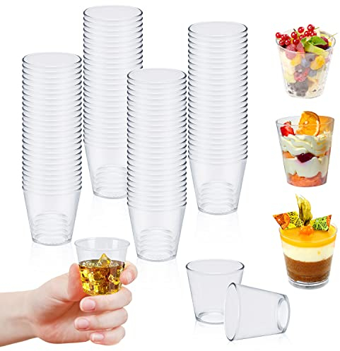 Jesdavan Schnapsbecher, 100 Stück Shot Becher Plastik, 3cl/30ml, Wiederverwendbar, Pinnchen, Kleine Plastikbecher, Geeignet für Versammlungen und Partys