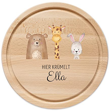 Wunderwunsch Frühstücksbrettchen, Holzbrett personalisiert rund mit Gravur | Holzbrettchen mit Namen, Schneidebrett, Geschenk für Papa, Mama, Brettchen, Frühstücksbrett, Frühstücksbretter