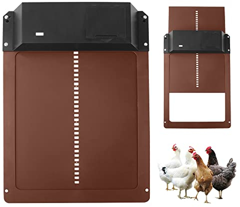 Gobesty Hühnerklappe, Automatisch Hühnertür Mit Lichtsensor, Automatische Hühnerklappe, Türöffner Hühnerstall, Elektrische Hühnerklapp, Inklusive Schieber Mit Führungsschienen, Sichere Hühneraufzucht