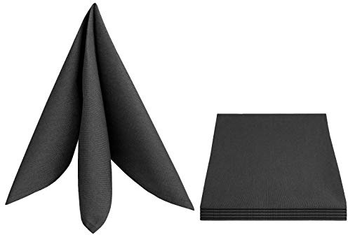 DecoHomeTextil Leinen Optik Servietten 4er-Set Eckig 50 x 50 cm Grau Anthrazit Abwaschbar Wasserabweisend Fleckschutz Pflegeleicht mit Saumrand