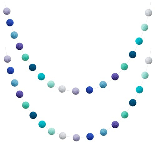 YXJDWEI 3m Filzkugel Girlande 36pcs Bunte Pom Pom 20mm Filzbälle Handgefertigt Hängende Dekoration für Zimmer Party Hochzeit Deko (Blau)