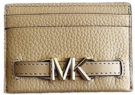Michael Kors Reed - Portafoglio grande con logo MK Signature in pelle, Cammello, Titolare della carta
