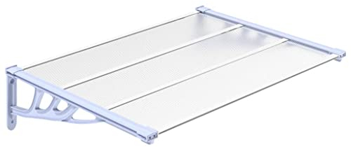 vidaXL Auvent de Porte, Auvent Marquise d'Entrée Résistante aux Intempéries, Auvent de Porche, Abri Protection Contre la Pluie, Gris et Transparent 122x90 cm Polycarbonate