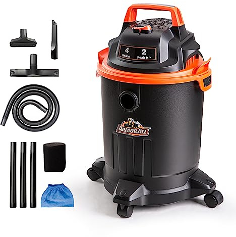 Armor All VO405P 0901 0901-Aspiradora para Tienda (4 galones), húmeda/Seca Vac 3.0 Peak HP, Negro/Naranja