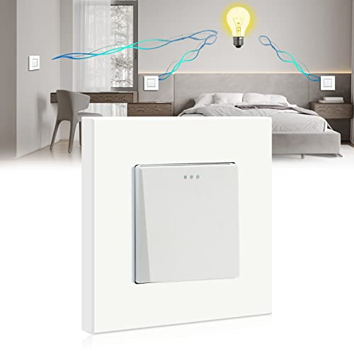 BSEED Interruptor de Pared, Interruptor de luz palanca con Panel de Plastico, 1 Gang 3 Vias, Blanco