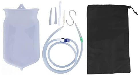 UPQRSG Kit de Lavement, Kit de Sac de Lavement pour Le Nettoyage du Côlon avec Valve de Débit Contrôlable, Ensemble de Sac de Lavement Portable en Silicone, Kit de Lavement Léger