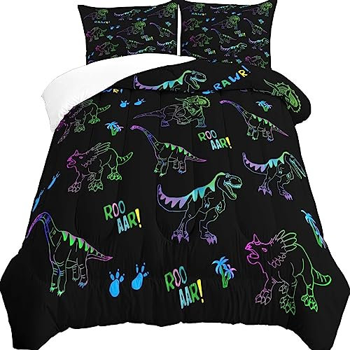 xiheshian Set completo di biancheria da letto con dinosauri, 3 pezzi, copripiumino e 2 federe Dino