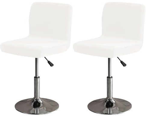 ZRCYXDW Elastisch Samt Barhocker Abdeckung, Barhocker Bezug Weicher Mit Elastischer Unterseite Hussen Für Barhocker Abnehmbarer Barstuhlbezug Mit Rückenlehne Waschbarer-Weiß-2 Stück