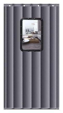 Winter-Türabdeckung, Winddicht, wasserdicht, warm, kalt, magnetisch, wärmeisoliert, Türvorhänge, für Wohnzimmer, Küche, Schallschutzdecke (Color : Gris, Size : 1.3x2.1m/4.26x6.89ft)