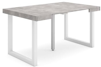 Skraut Home | Table Console Extensible | Console Meuble | 140 | pour 6 Personnes | Pieds Bois Massif | Style Moderne | Ciment