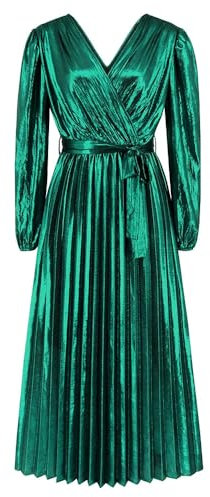 Fulbant Damen V-Ausschnitt Slim Langarm Abendkleid Lose Party Mid-Calf Kleid, Lq626-lv, XX-Large