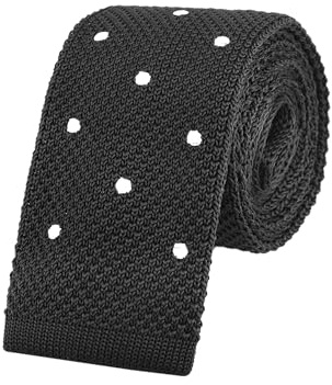 WANYING Herren 5,5cm 2,17 Gepunktete Schmale Krawatte Strickkrawatte Gestrickte Krawatte mit Quadratische Enden Narrow Knit Tie Retro Vintage Trendy Sportlich Casual Büro - Gepunktet